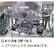 日本の得意分野であるハイブリッド (レクサスGS450h)です。