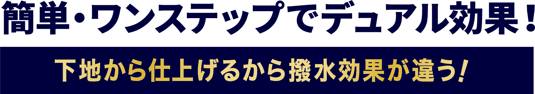 簡単・ワンステップでデュアル効果！下地から仕上げるから撥水効果が違う！