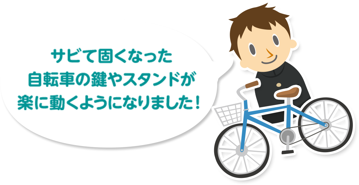 サビて固くなった自転車の鍵やスタンドが楽に動くようになりました！